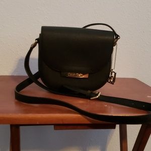 Crossbody, black and gold plated purse